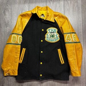 Vintage Tillsonburg Gemini Large Letterman Varsity Wool Leather Jacket 1980